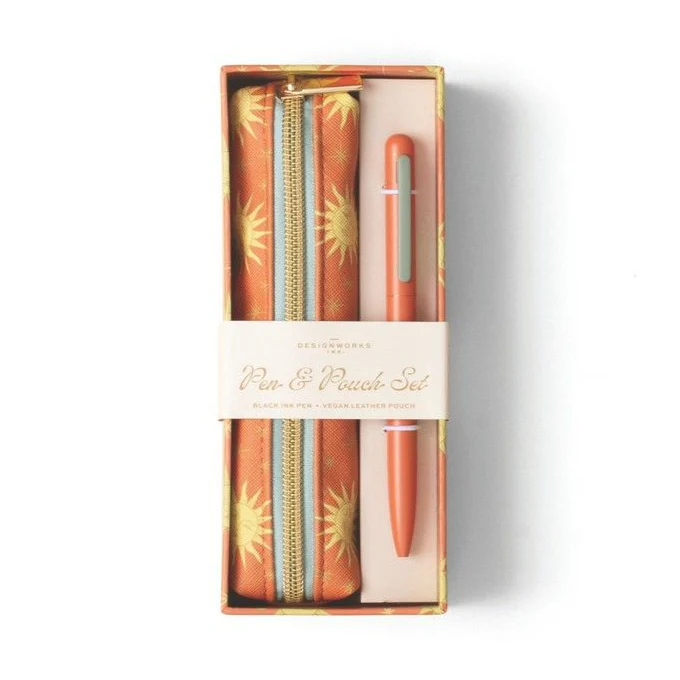 Coffret trousse et stylo terracotta Sun