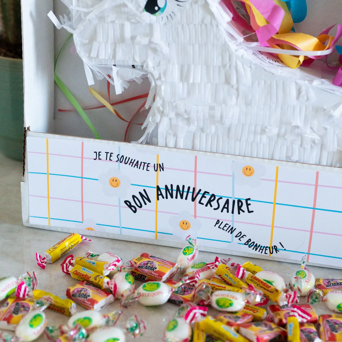 Piñata Licorne - Bon anniversaire - avec bonbons - Image 4
